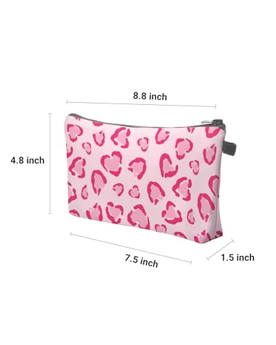 Cute Travel Makeup Bag Cosmetic Bag Small Pouch Gift for Women (Heart Leopard Pink) - color: Heart Leopard Pink