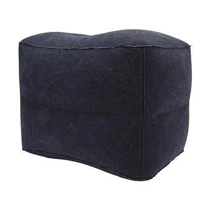 Foot Rest Pillow Inflatable Two Layer Single Air Valve PVC Flocking Portable Reducing Fatigue Airplane Foot Pillow for Office Home Travel (Dark Blue) - color: Dark Blue