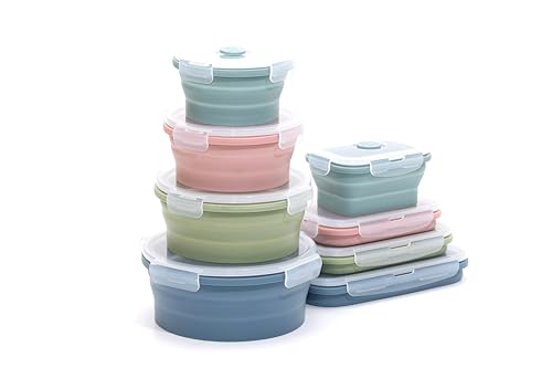Collapsible Silicone Food Storage Container Set (INDIGO) - color: INDIGO