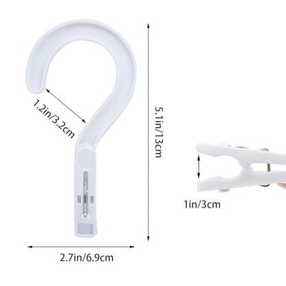 4Pcs Laundry Hooks with Clips, 5.2" Strong Plastic Single Clip Hangers, Portable Travel Clips for Hanging Socks Towels Boots and Dry Wet Clothes(White) - color: White 2