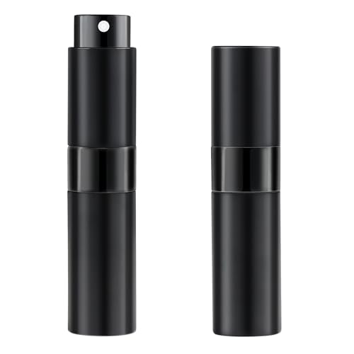 8ML Perfume Travel Refillable Portable Perfume Atomizer Bottle - Easter Basket Stuffers for Teens Adults Men Women,Valentines Day Gifts for Him Her,Travel Essentials,Christmas Gift(Balck,2Pack)