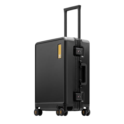 LEVEL8 Zipperless Carry On Suitcase Airline Approved with Aluminum Frame, Hard Shell Luggage with Spinner Wheels, Metal Travel Luggage with Double Tsa Locks, 20 Inch, Black - color: Black, size: Carry-On 20 Inch (Without Organizers)