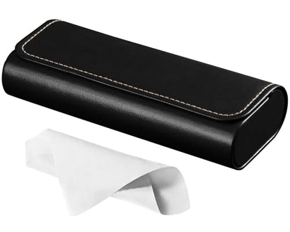 RayLove Hard Shell Glasses Case, Lightweight Leather Eyeglass Case, Travel-Friendly Sunglasses Protector for Men & Women - color: Black