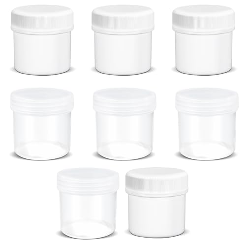 TSA Approved Wide Mouth Travel Size Containers, PP Clear & White Leak Proof Travel Plastic Jars with Lids for Creams Lotion Cosmetic, Jewelry Beads, Sample, Small Items Storage (1 oz, 8 Pcs) - color: Clear + White, size: 1 oz