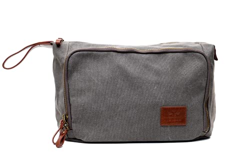 Vetelli Vintage Canvas Toiletry Bags, Travel In Style, Waterproof Canvas Dopp Kits, Durable (Messner) (Light Gray) - color: Light Gray