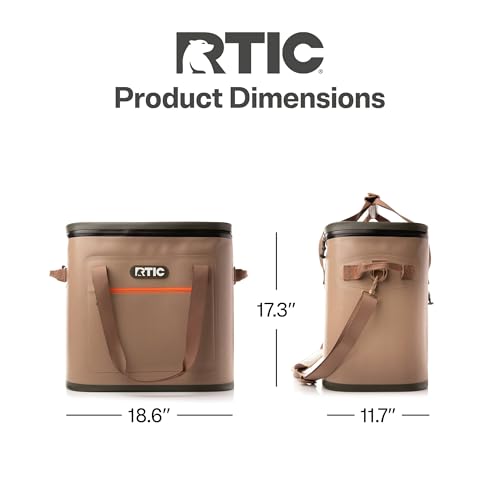 RTIC Ultra-Tough Soft Cooler 50 Can, Insulated Bag Portable Ice Chest Box for Lunch, Beach, Drink, Beverage, Travel, Camping, Picnic, Car, Trips, Floating Cooler Leak-Proof with Zipper - color: Tan