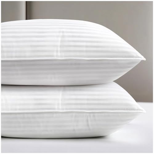 viewstar Bed Pillows King Size Set of 2, Hotel Collection, Down Alternative Soft Pillow for Back, Stomach or Side Sleepers, Striped White - color: Striped White, size: King
