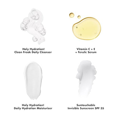 e.l.f. SKIN Wake the e.l.f. Up Skincare Kit, Travel-Size Hydrating Face Cleanser, Sunscreen, Moisturizer & Brightening Serum, Vegan & Cruelty-Free - style: Wake the e.l.f. Up Skincare Kit
