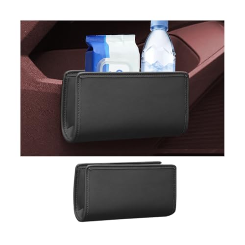 Car Seat Side Storage Pocket, Leather Hanging Foldable Multifunctional Vehicle Front Door Back Organizer Box, Waterproof Auto Interior Organizing Container, Universal fit(Black) - color: Black