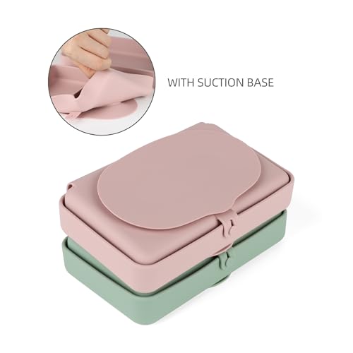 Silicone Baby Plate, Foldable & Compact Food Grade Silicone Plates, Foldable Toddler Travel Essential with Suction for Toddlers (Cambridge Blue) - color: Cambridge Blue