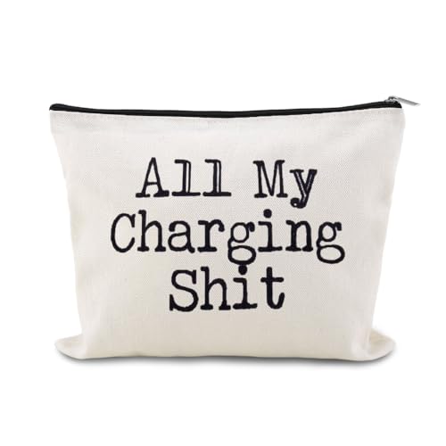 YangQian Charging Electronic Storage Bag Pouch for Charging Cord Organizer for Travel Backpack Canvas Makeup Bag Portable Cord Charger Bag with Zipper Cosmetics Bags - color: All My Charging Shit Style2