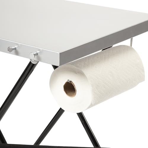 Cuisinart Fold ‘n Go Prep Table, Portable Folding Table and Grill Stand with Tool Hooks, Trash Bag Holder, Paper Towel Rack, 24” x 20” Steel Food Prep Station Perfect for BBQs, Tailgates and Camping