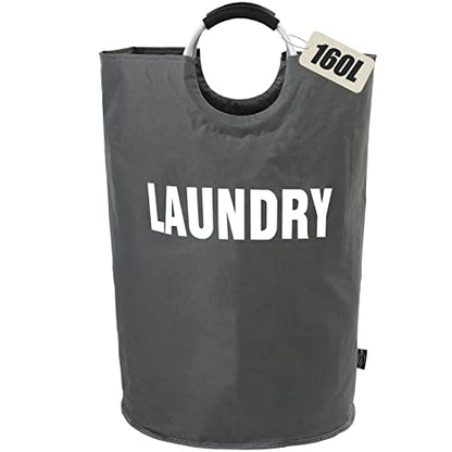 DOKEHOM 160L XX-Large Laundry Basket (7 Colors), Collapsible Laundry Bag, Foldable Laundry Hamper, Folding Washing Bin (Dark Grey, XXL) - color: Dark Grey, size: 160L