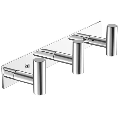 VAEHOLD Hat and Coat Wall Mount Rack - Hooks for Robes, Bags, Keys, and Towels - Bathroom Towel Hanger Organizer (Polished Chrome, “T“ Shape 3 Hooks 1 Pack) - color: Polished Chrome, size: “T“ Shape 3 Hooks 1 Pack