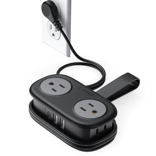 Cruise Approved Travel Power Strip, ORICO 4 Outlets 3 USB Ports (1 USB C) with 4FT Wrapped Short Extension Cord Small Power Strip, Compact for Hotel Travel Essentials-AP3 - color: Black