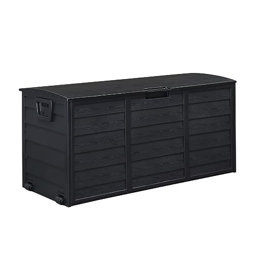 Vasitelan 75 Gallon Outdoor Storage Box, Lockable Plastic Storage Containers with Lid, Patio Deck Box Furniture for Garden, Pool, Balcony, Yard (Black) - color: Black