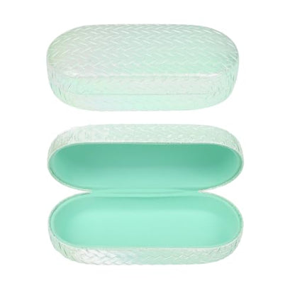 PERFECTSIGHT Sunglasses Case, Large Hard Shell Glasses Case, Cute PU Leather Protective Eyeglasses Case for Women Men - color: Gradient Light Green