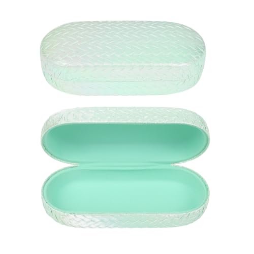 PERFECTSIGHT Sunglasses Case, Large Hard Shell Glasses Case, Cute PU Leather Protective Eyeglasses Case for Women Men - color: Gradient Light Green