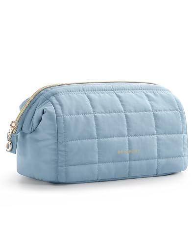BAGSMART Puffy Padded Travel Makeup Bag, Wide-open Toiletry Bag, Sky Blue - color: 22-Sky Blue