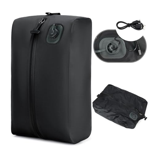 ITEFDTUTNE Travel Vacuum Bags with Built in Pump, 20L Rechargeable Folding Vacuum Storage Space Saver Bags Compression Packing for Clothes Comforters Luggage Travel (Black Grid) - color: Black Grid