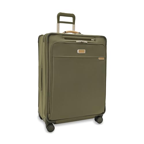 Briggs & Riley 29" Large Expandable Spinner - Checked Luggage for Travel, Suitcases with Wheels, Softside Rolling Bag for Men & Women, Self-Repairing Zipper - Baseline Collection, Olive - color: Olive, size: 29" Large Expandable