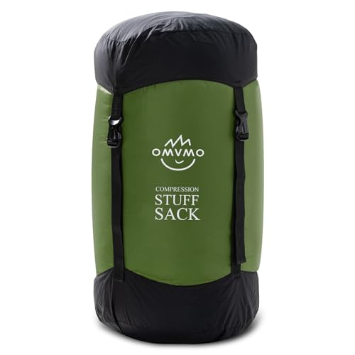 Compression Sack, 12L/19L/32L/46L/53L Water-Resistant Sleeping Bag Stuff Sack,Anti-Tear Ultra Light 400T 20D Nylon Storage Bag,Space Saving Gear for Camping Hiking Travel 1Pcs - color: Dark Green, size: XL/46L