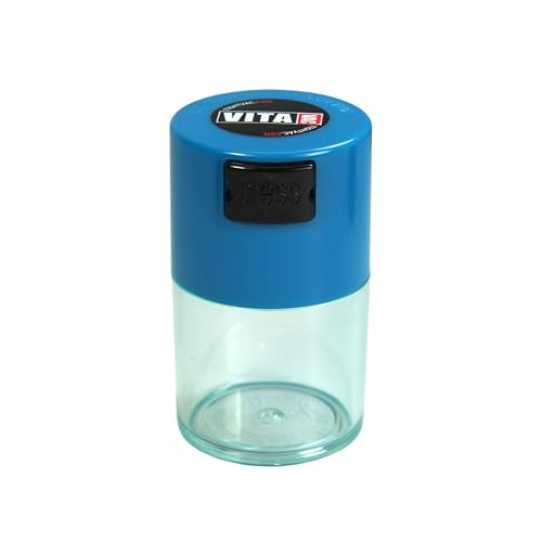 Vitavac - 5g to 20 grams Airtight Multi-Use Vacuum Seal Portable Storage Container for Dry Goods, Food, and Herbs - Light Blue Clear - color: Blue