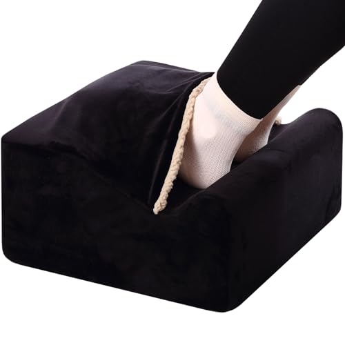 Foot Rest for Under Desk at Work, Office Footrest with Warm Feet Pocket,Ergonomic Under Desk Footrest with Washable Cover, Stool for Office Chair & Back &Pain Relief (Black+) - color: Black+
