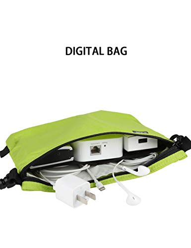 GOX Travel Toiletry Bag, Carry On Small Zipper Pouch, Cosmetic Kit Makeup, Digital Bag, Water Repellent Nylon (Green) - color: Green