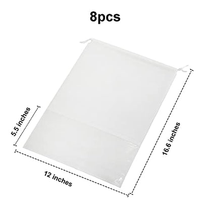 8PCS Travel Shoe Bags with Rope for Men and Women Large Shoes Pouch Organizers - color: White