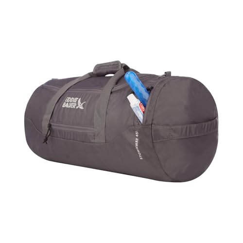 Eddie Bauer Stowaway Packable Duffel Bag | Travel | Foldable | Lightweight | Durable | Ripstop Polyester - color: Dark Smoke