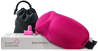 Wild Essentials Sweet Dreams Contoured Sleep Mask Kit with Travel Pouch and Earplugs Set ~ Pink - color: Pink