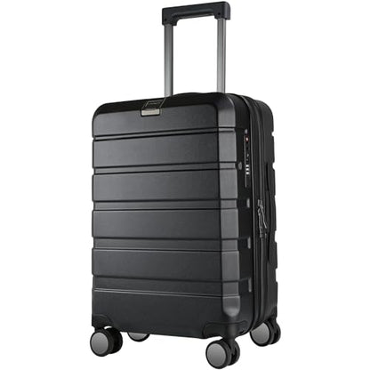 KROSER Hardside Expandable Carry On Luggage with Spinner Wheels & Built-in TSA Lock, Durable Suitcase Rolling Luggage with USB Port, Carry-On 20-Inch, Black - color: Black