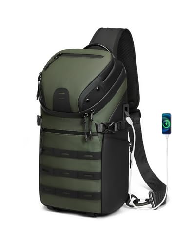 Somago Crossbody Sling Backpack Sling Bag Travel Hiking Chest Bag Daypack Single Shoulder Bag (Army Green) - color: Army Green
