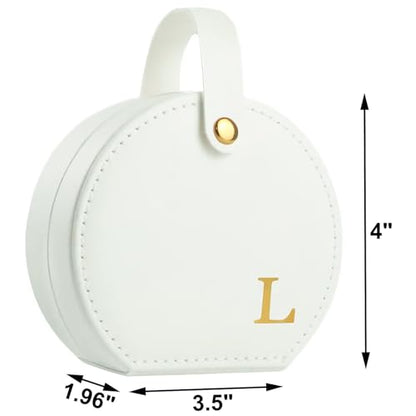Travel Jewelry Case, Elegant Half-Moon Design with Golden Accents, Detachable Handle, White Personalized Accessory Organizer, Fashion-Forward Gift for Women and Teens(L) - style: L