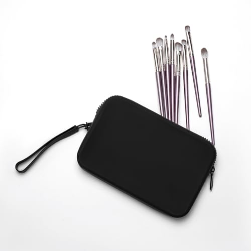 Small Silicone Multifunctional Essential Bag Portable Travel Makeup Bag for Women Men Cards Cash Bag Zipper Pouch (Black) - color: Black