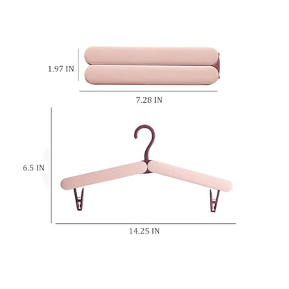4 Pack Travel Hangers,Foldable Hangers,with Hidden Clips,Lightweight and Portable,Space Saving,Suitable for Skirts, Pants,Suits, Jackets, etc (Pink) - color: Pink