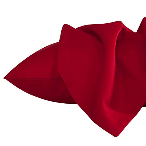 NTBAY Egyptian Cotton Toddler Pillowcases - Set of 2 - Travel Pillow Cases - 500 Thread Count Cotton 13x18 Pillow Covers - Envelope Closure Nursery Pillowcases, 13x18 Inches, Red - color: Red