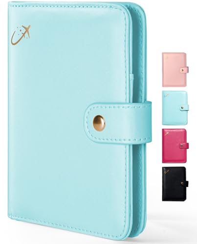 Forvencer Passport Holder Cover with Money Pocket, RFID Blocking Passport Wallet for Travel, Premium Travel Card Case, Waterproof Travel Accessories for Women Men, Light Blue - color: Light Blue, style: Magnetic Clasp