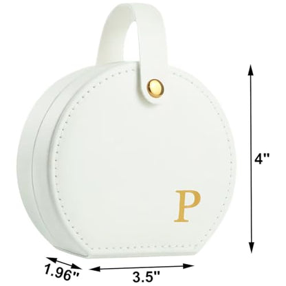 Travel Jewelry Case, Elegant Half-Moon Design with Golden Accents, Detachable Handle, White Personalized Accessory Organizer, Fashion-Forward Gift for Women and Teens(P) - style: P