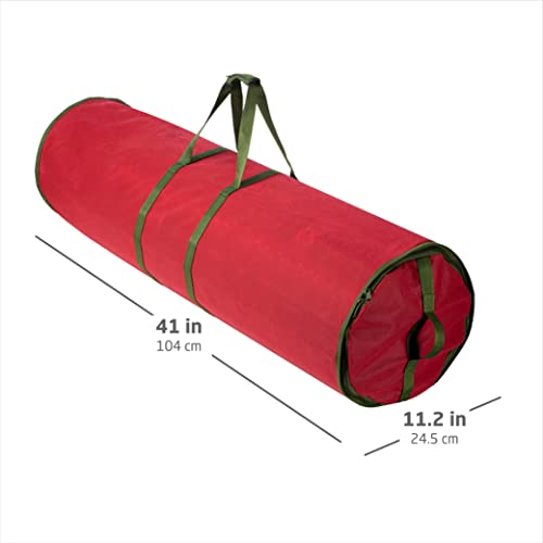 ZOBER Round Christmas Gift Wrapping Paper Organizer Storage - 40 Inch Gift Wrap Storage Containers - Wrapping Paper Holder, Waterproof, Fits 25 Standard Rolls - Red - color: Red and Green Fabric Round