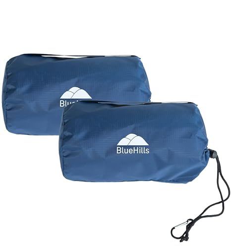 BlueHills Ultra Compact Travel Blanket 2 Pack Large Soft Cozy Portable Blanket Sheet with Carry Case and for Flight Airplane Car Layover Camping Hotel Blue C203-2PK-Navy - color: C201-2pk-navy