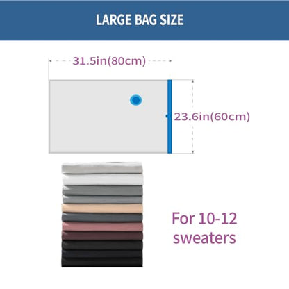 7 Pack Large Space Saver Vacuum Storage Bags | Vacuum Sealed Compression Bags With Hand Pump, Space Saving For Clothing, Moving, Winter Coats, Toys, Blankets and Pillows - size: 7-Large