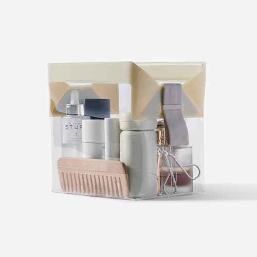 Cadence Parcel - Clear Kit with Magnetic Closure - Durable and Leak-Resistant Travel Toiletry Kit - Modular Design - Hygiene Bag for Travel Essentials - 2 Qt - Pebble - color: Pebble, size: Large