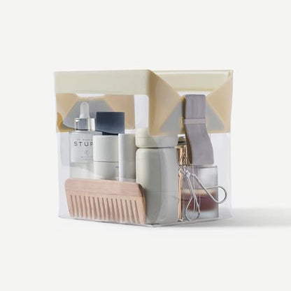Cadence Parcel - Clear Kit with Magnetic Closure - Durable and Leak-Resistant Travel Toiletry Kit - Modular Design - Hygiene Bag for Travel Essentials - 2 Qt - Pebble - color: Pebble, size: Large