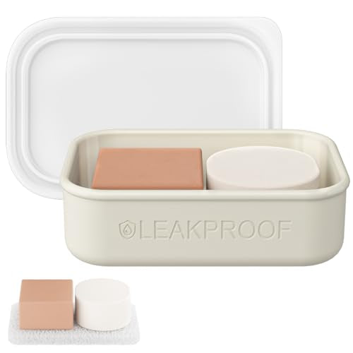 Quatish Large Leakproof Travel Soap Case, Solid Shampoo Bar Holder, Silicone Soap Box with Draining Layer, Enhanced Soap Container, Suitable for Camping, Gym, Bathroom, Outdoor Essentials, Beige - color: Beige, size: Large