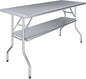 Premium Quality Stainless Steel Open Base Folding Utility Table - Folding Work Table for Commercial Kitchen, Restaurant, Hotel and Garage - NSF (24" x 60" with Undershelf) - size: 24" x 60" with Undershelf