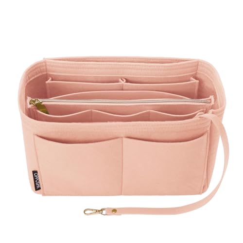 OPPOSHE Purse Organizer Insert for Handbags, Softened Felt Bag Insert Organizer for Tote, Compatible with LV, Coach, MK, Kate Spade, Goyard, Longchamp (Light Pink, Medium) - color: Classic-LIGHT PINK, size: Standard Medium