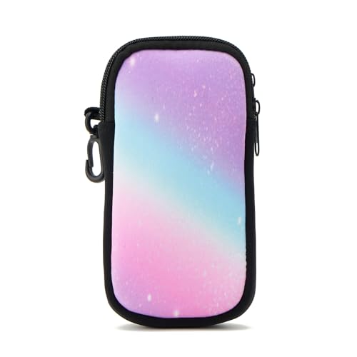 QIUTIMIY Sunglasses Soft Case Zipper Double Eyeglass Case with 2 Compartments 1 Belt Clip - color: Gradient