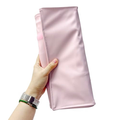 UnionPlus Travel Jewelry Roll, Faux Leather Necklaces Organizer Bag, Elastic Band and Anti-winding, Petal Pink - color: Leather Petal Pink, size: Medium